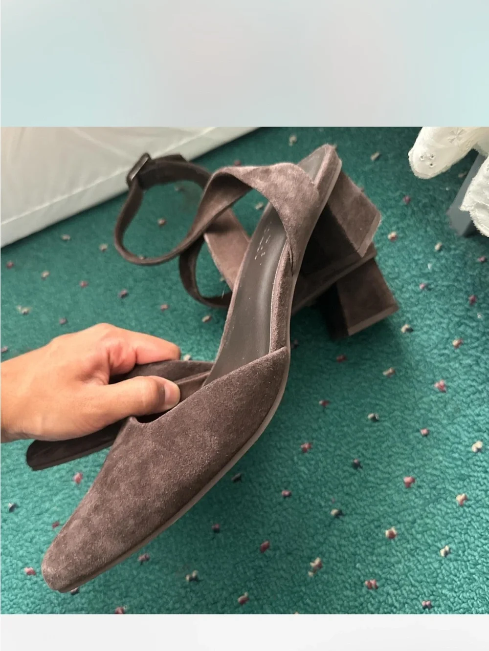 Brown Suede Block Heel Sandals